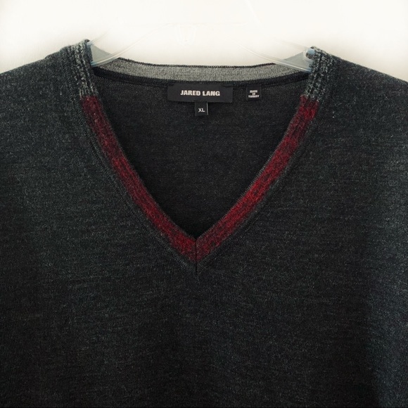 Jared Lang Men V-neck Long Sleeve Wool Blend Sweater/Pullover Sz XL - Picture 2 of 9